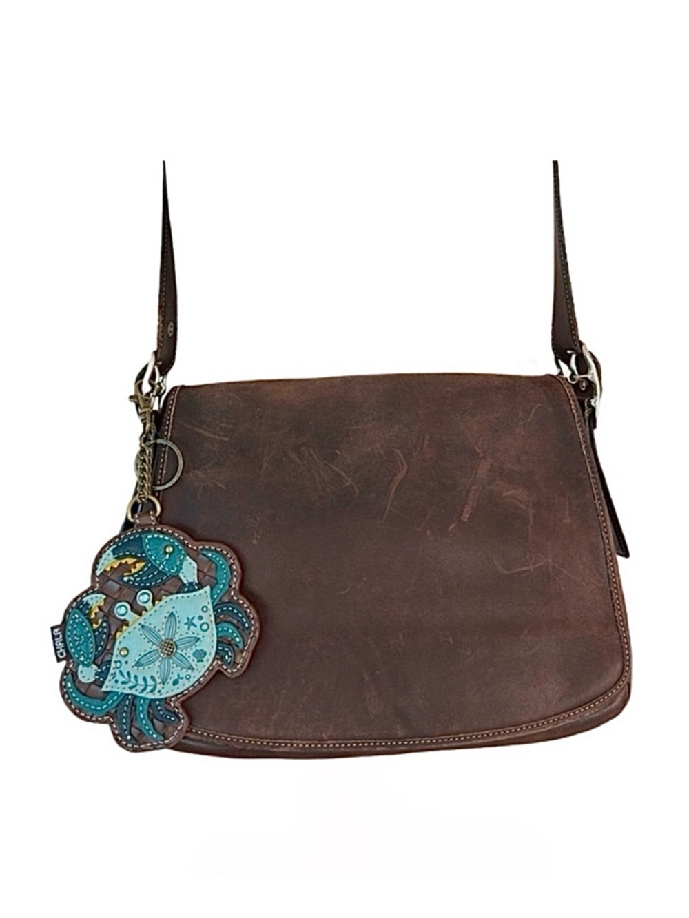 COACH ~ Leather Flap Crossbody Bag Monogrammed Interior Brass Hardware circa ‘02